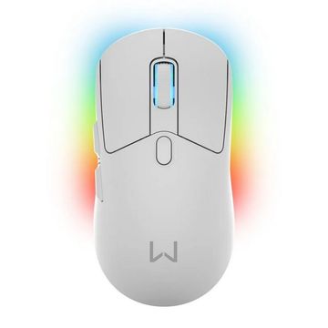 Mouse Sem Fio Gamer Magnus Warrior MO422 10000 Dpi Acompanha base Carregadora Branco com Led RGB