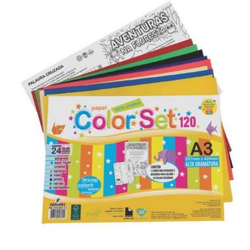 Papel Criativo Color Set A3 Romitec 24 Folhas com 8 Cores com Livros de Atividades - 5701RL