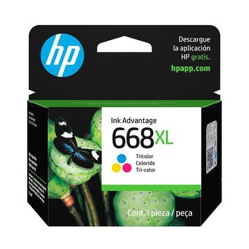 Cartucho de Tinta HP 668XL Colorido Original - 7FP38VL - 200 páginas para 2975