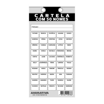 Cartela de Rifa 105x230mm 50 nomes Vendido Pacote com 20 cartelas São Domingos - 10978