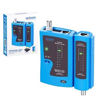 Testador para Cabo de Rede RJ11/RJ45/BNC Exbom - 4331