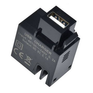 Conector Keystone USB Charger 5V 2.1A 10.5W Biv Preto Seccon - XJY-USB-34-5V/2.1A-BK