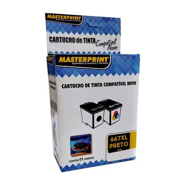 Cartucho de Tinta HP 667XL Preto Masterprint 200010097 - para 1275, 2374, 2375, 2376, 2775, 2776, 6475, 6476