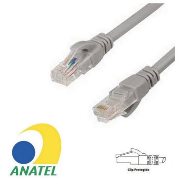 Cabo Patch Cord Cat6 3 Metro Cinza Seccon SecLan WT-2038B-CAT6-3.0M-GY - Homologado ANATEL
