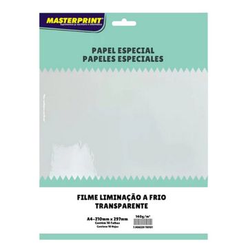 Vinil Transparente A4 10 Folhas 140 Gramas Laminação à Frio - Masterprint - 302020042