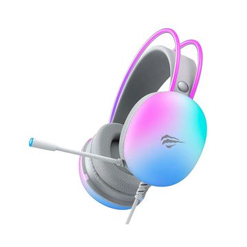 Headset Gamer Havit RGB Cinza/Branco Conexão USB P2 com Microfone - H2037D