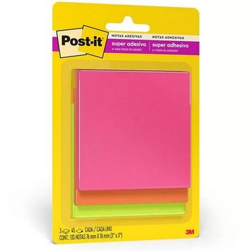Bloco de Notas Adesivo Cascata 76X76mm com 3 Blocos de 45 Folhas 3 Cores - Post-it - 3M - HB004528707-SINOP-03