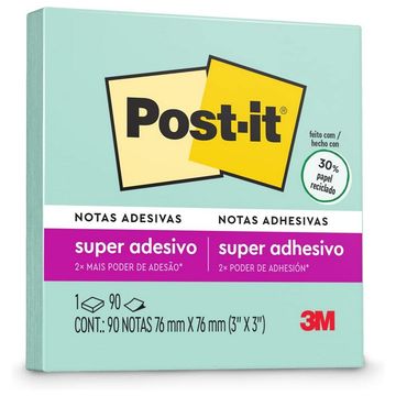 Bloco de Notas Adesivo 76X76mm com 1 Bloco de 90 Folhas Menta - Post-it - 3M - HB004604425-SINOP-03
