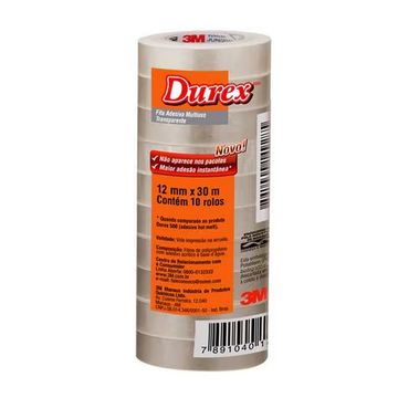 Fita Adesiva Transparente 12mm x 30 Metros Durex Pacote com 10 Unidades - 3M- HB004174262-SINOP-03