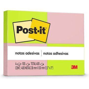 Bloco de Notas Adesivo 38x50mm com 4 Blocos de 100 Folhas 2 Cores - Post-it - 3M - HB004088314-SINOP-03
