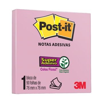 Bloco de Notas Adesivo 76X76mm com 1 Bloco de 90 Folhas Rosa Milênio - Post-it - 3M - HB004650220-SINOP-03