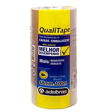 Fita Empacotamento Marrom 48mm x 100 Metros  Adelbras - Pacote com 4 Unidades - 811000033 - A-SINOP-03