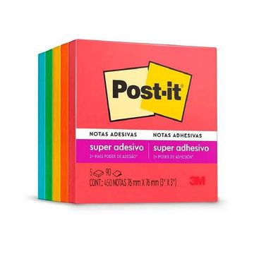 Bloco de Notas Adesivo 76X76mm com 5 Blocos de 90 Folhas 5 Cores - Coleção Diversão Post-it - 3M - HB004657431-SINOP-03