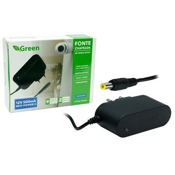 Fonte Chaveada 12V 500MA Bivolt 5,5MM x 2,1MM Green - 044-6001-SINOP-03