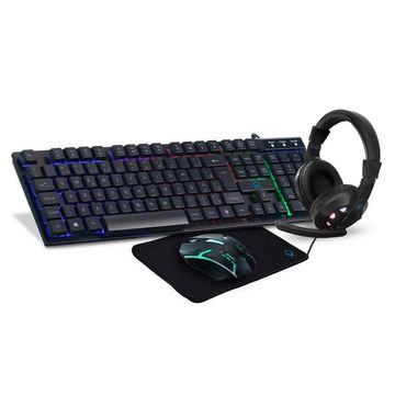 Kit Teclado + Mouse USB + Fone + Mousepad Gamer Get OX Loot Preto com Led - 72835-SINOP-03