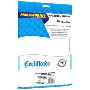 Papel Premium Branco Opaline A4 50 Folhas 120 Gramas Masterprint - 121010009-SINOP-03