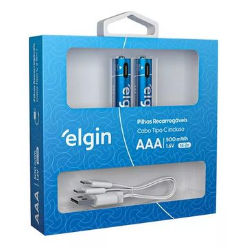 Pilha Recarregável AAA 500MAH Tipo C Cabo Incluso Elgin - ELE000000082428 - Blister com 2 Pilhas-SINOP-03