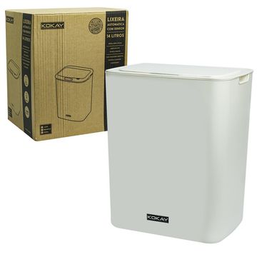 Lixeira Inteligente Sensor Automatico, 14 Litros Pilha AA, Branca, KOKAY - 056-0037-SINOP-03