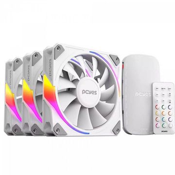 Kit Cooler com 3 Fans ARGB Pcyes 120x120x25mm com Controle e Controladora - K3ARGBSF3WGBR-SINOP-03