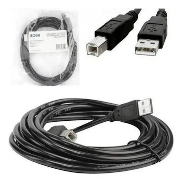 Cabo USB A-Macho - B-Macho 3 Metros 2.0 Preto Seccon/SecLan - HL-US02AB-3M-SINOP-03