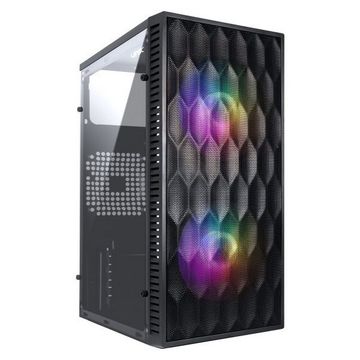 Gabinete Gamer Vinik Wave Preto sem Fonte com cooler multicolor Led RGB Lateral acrílico - GGWACBK-SINOP-03