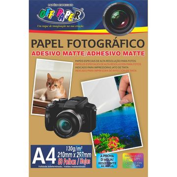Papel Fotográfico Matte Adesivo A4 130 Gramas 50 Folhas Off Paper - 100014-SINOP-03