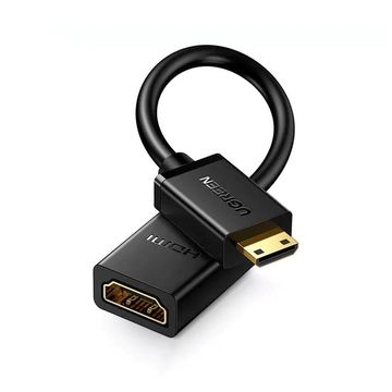 Adaptador Mini Macho para HDMI Fêmea Preto Ugreen - 4486 - com Cabo de 22cm