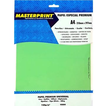 Papel Premium Verde A4 50 Folhas 180 Gramas Masterprint - 302070012