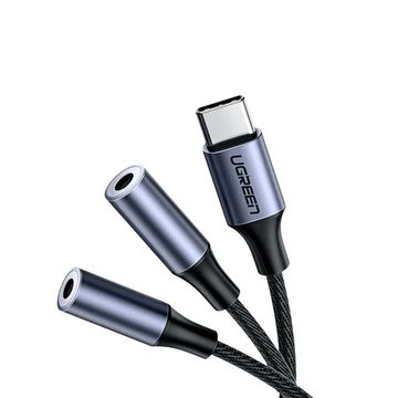 Cabo USB Type-C Macho - 2 J2 Fêmea 25cm Preto - Ugreen - AV144