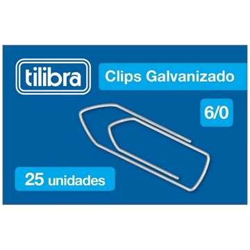 Clips Metálico Galvanizado 6/0 Tilibra - Caixa com 25 Unidades - 300535