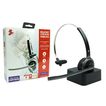Fone de Ouvido Headset com Microfone Conexão Bluetooth com Base 5+ - HS-202