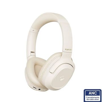 Fone de Ouvido Headset Bluetooth com Microfone Bege Havit H612BT Pro - Conta com a Tecnologia de Cancelamento Ativo de Ruido ANC