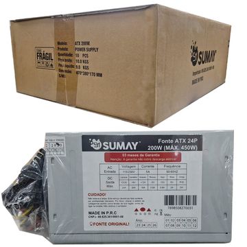 Kit 10 Fontes para Micro Computador ATX 200W Real Sumay 200W 24P - SM-FA200W