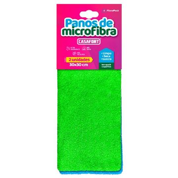 Pano de Microfibra CasaFort 30cm x 30cm - 10170031 - Blister com 2 Panos