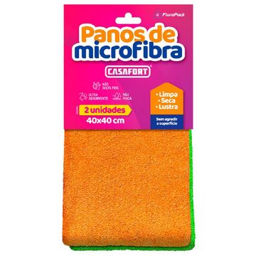 Pano de Microfibra CasaFort 40cm x 40cm - 10170032 - Blister com 2 Panos