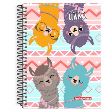 Caderno Universitário Capa Dura Espiral 1 Matéria 96 Fls 200x275 No Drama Llama - Unitário - Panamericana - 5616F