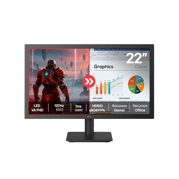 Monitor Gamer LG Tela 22 FHD 120Hz 5ms Full HD Preto 1x VGA 1x HDMI - 22U403A-B