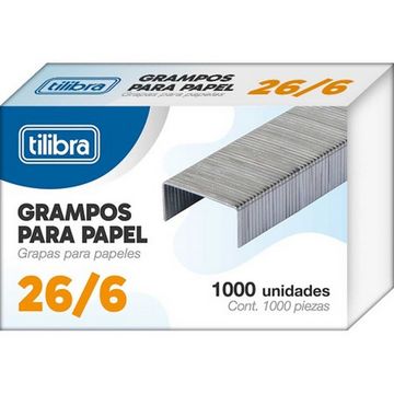Grampos Galvanizado 26/6 Caixa com 1000 Unidades - TILIBRA - 401641
