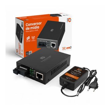 Conversor de Mídia FC Fontes RJ45 10/100 Fibra Óptica 2 KM Monomodo - FCCM02MF - Vendido o Par