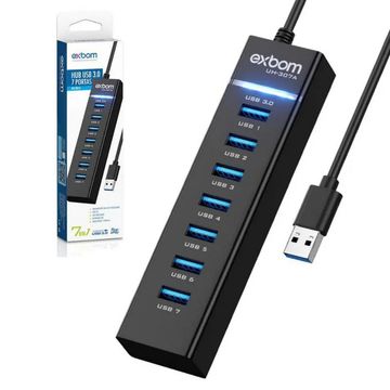 Hub USB 3.0 7 Portas Preto - Exbom - 4479 - UH-307A