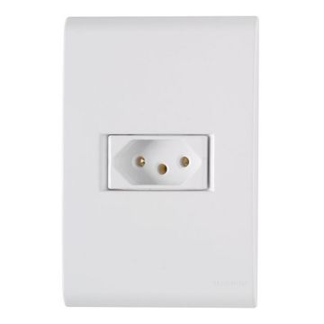 Tomada 2 Pinos + Terra 10A Liz com Espelho 4x2 Branco Tramontina - 57170/010-SINOP-03