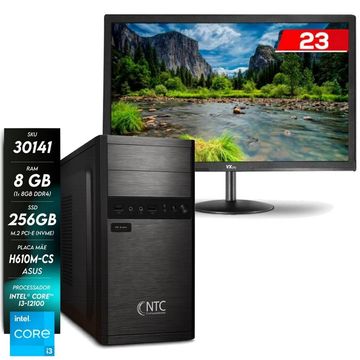 Kit Micro Computador NTC Core i3 12100 Memória 8 GB SSD M.2 256 GB sem Monitor - 30141 SELECT AS + Monitor de 23 Polegadas Duex