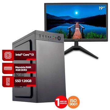 Kit Micro Computador Get 73022 | 73745 Core i3 2120 Memória 4 GB SSD 120 GB + Monitor de 19 TCN Goldentec