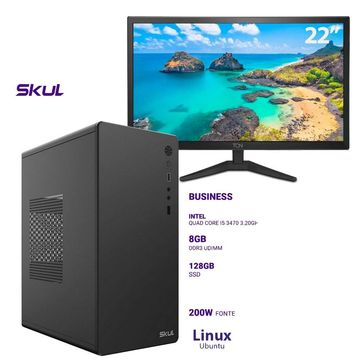 KIT Micro Computador Skul Business B500 Core i5 3470 Memória 8 GB SSD128 GB Linux - 340866 + Monitor 22 Polegadas