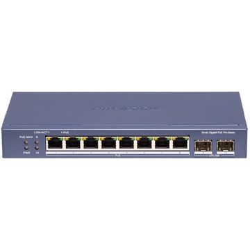 Switch Gerenciável PoE Hikvision DS-3E1510P-SI-8P2F 8 Portas PoE Gigabit +2 SFP