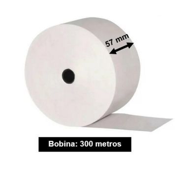 Bobina Térmica REP 1 Via 57mm x 300 Metros Branca - Caixa com 6 Unidades - Ideal para Relógio Ponto - 45000127