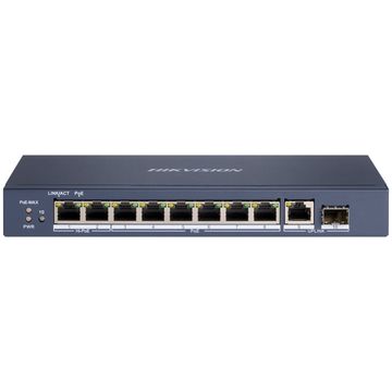 Switch PoE+ Hikvision DS-3E0510HP-E 8 Portas GE 10/100/1000 + 1  Porta Combo RJ45/SFP