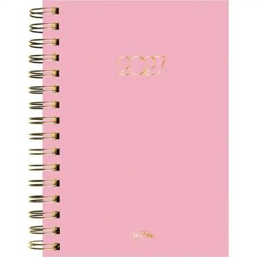 Agenda 2027 Capa Dura Espiral 368 Folhas 136x194mm Office Rosa  - Pacote com 4 Unidades- 76736