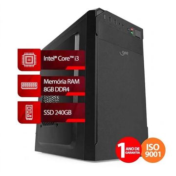 Micro Computador Get Core i3 10105 Memória 8 GB SSD 240 GB sem Monitor - 74129