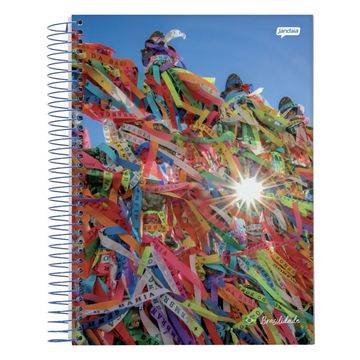 Caderno Universitário Capa Dura Espiral 12Matérias 240Fls 200x275 Brasilidade - Pacote com 4 Unidades - Jandaia -08146-55